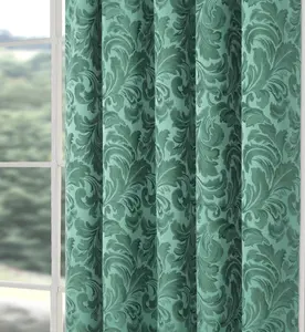 Home Curtains Buckingham Damask Fully Lined 45w x 72d" (114x183cm) Alpine Green Pencil Pleat Curtains (PAIR)