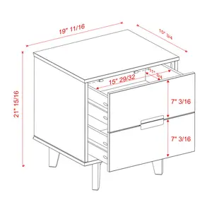 Ulti 2 Drawer Bedside Table White