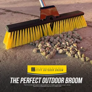 18" Yard Broom Outdoor- Heavy Duty with Multi Section Long Metal Handle