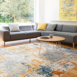 Blue Orange Modern Abstract 9mm Thick Stain-Resistant Rug For Bedroom, & Dining Room, Easy to Clean Rug-120cm X 170cm