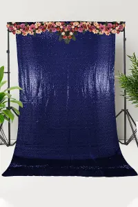 Neel Blue Shiny Fabric Sequin Backdrop Glitter Curtain, Royal Blue - 4ft x 9ft