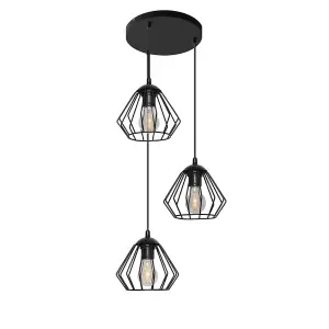 Luminosa Agat Cluster Pendant Ceiling Light Black 38cm