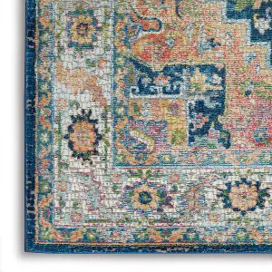 Blue/Multi Rug, Floral Persian Rug, Stain-Resistant Traditional Luxurious Rug for Bedroom, & Dining Room-61cm X 183cm (Runner)