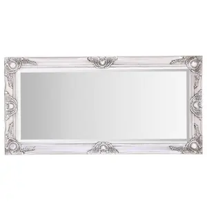 Villanova Solid Wood Flat Wall Mirror Antique Silver / 100cm H x 50cm W