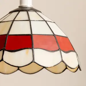 ValueLights Tiffany Style Traditional Red And Cream Pendant Light Shade