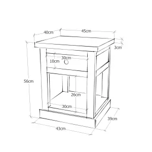 Loreo 1 Drawer Bedside Table Wood Knob