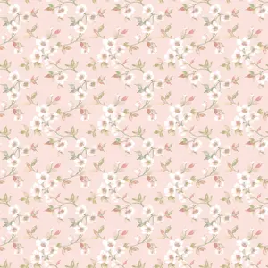 Galerie Secret Garden Pink/Cream Delicate Flower Trail Wallpaper Roll