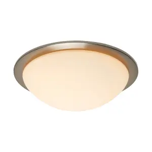 Litecraft Arwel Satin Nickel LED Flush Bathroom Ceiling Light