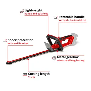 Einhell 50cm Cordless Hedge Trimmer 18V Power X-Change GC-CH 18/50 Li-Solo - Body Only