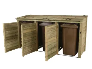 Wooden Wheelie Bin Store (Triple, Light green (Natural)