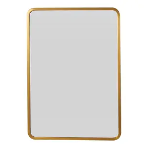 76cm H Surface Mount Rectangular Bathroom Storage Mirror Cabinet with Round Corner in Gold