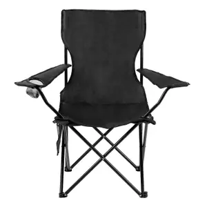 Set of 2 Portable Folding Camp Chairs, Lightweight, Cup Holder, Side Pocket, Carry Bag, sturdy steel frame, weight capacity 242lbs