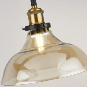 Lighting Collection Freeport  Amber & Brass 3 Light Bar Pendant