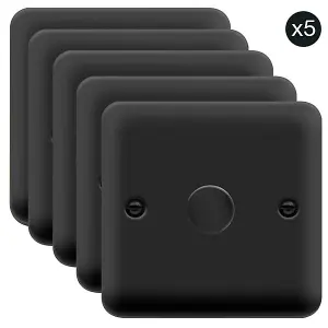 5 PACK - Curved Matt Black 1 Gang 2 Way LED 100W Trailing Edge Dimmer Light Switch - SE Home