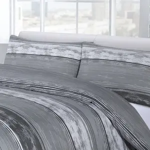 Rasheema Duvet Set Grey / Modern Stripe Brooklyn / Single - 1 Standard Pillowcase