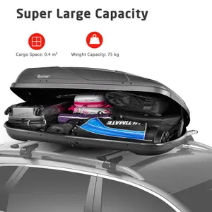 Costway 400L Cargo Box Waterproof Rooftop Cargo Carrier Heavy Duty Roof Storage Box