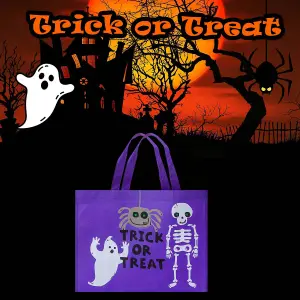 Halloween Shopper Bag Trick or Treat 40cm x 32cm Purple Trick Or Treat