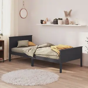 Berkfield Bed Frame Grey Solid Wood Pine 100x200 cm