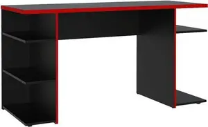 MADESA Gaming Computer Desk With 5 Shelves, 60D X 136W X 75H Cm Madesa Frame Colour: Red