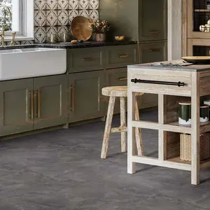 Grey Modern Concrete Effect Anti-Slip Vinyl Flooring For Kitchen, Bathroom, 2.9mm Thick Vinyl Sheet-1m(3'3") X 3m(9'9")-3m²