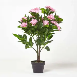 Homescapes Pink Hydrangea Artificial Plant with Pot, 85 cm