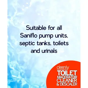 Cleenly Toilet Macerator Cleaner & Descaler - 5 litres Super Concentrated, Long-Lasting Formula Safe for All Saniflo Pump Unit