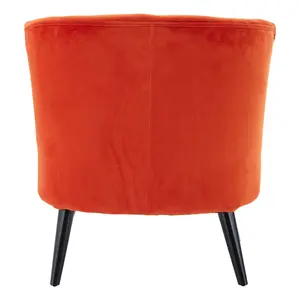 Interiors By Premier Velvet Upholstered Round Plush Orange Cotton Velvet Armchair, Elegant Comfortable Armchair For Livingroom