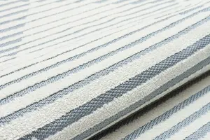 Blue Outdoor Rug, Geometric Striped Stain-Resistant Rug For Patio Decks, 3mm Modern Outdoor Area Rug-160cm X 220cm