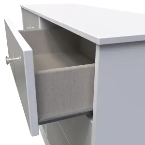 Taunton 6 Drawer Wide Chest in Uniform Grey Gloss & White (Ready Assembled)