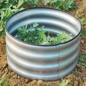 Garden Outdoor Raised Bed Planter Round Galvanised Steel Flower Trough 60 x 30cm