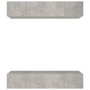 Berkfield TV Cabinets 4 pcs Concrete Grey 80x30x30 cm Engineered Wood