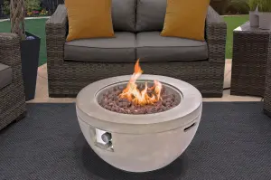 MDA Designs TABITI Light Grey Lavish Garden and Patio Fire Pit with Eco-Stone Finish