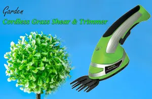 AAMEN Cordless Grass Shear & Hedge Trimmer, 2-in-1 Electric Hand Held Hedge Trimmer