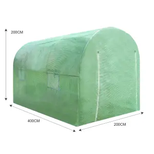 Polytunnel Greenhouse Walk In Galvanised Windows Doors Growhouse PE Cover Diameter 4 x 2m