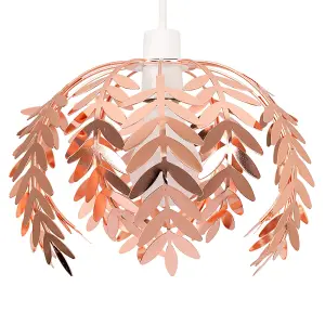 ValueLights Pinnate Copper Ceiling Pendant Shade and B22 GLS LED 6W Warm White 3000K Bulb