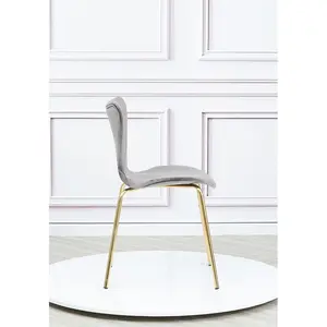 4 Doreen Velvet Upholstered Dining Chair with Black Metal Legs (Set of 4) Grey / Gold