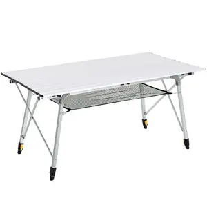 Outsunny Portable Roll-up Aluminium Folding Picnic Table Outdoor BBQ Party