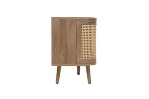 Rattan TV Entertainment Unit Curved Oak Cabinet Birlea Sark