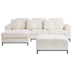 Right-Hand Corner Sofa with Ottoman OSLO White Boucle 5 Seater Right Hand