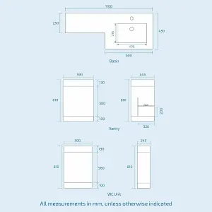 Nes Home RH 1100mm Vanity Basin Unit, WC Unit & Elora Back To Wall Toilet Grey