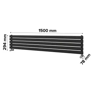 Ximax Champion FORH1164600A Anthracite Gas Horizontal Designer Radiator, (W)1500mm x (H)294mm