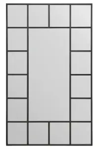 MirrorOutlet Decorative Fenestra - Black Modern Wall and Leaner Mirror 71" X 43" (180 x 110CM)