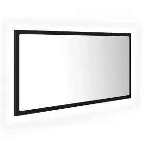 Berkfield LED Bathroom Mirror Black 90x8.5x37 cm Engineered Wood