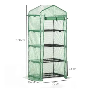 Outsunny Mini Greenhouse 4-Tier Portable Plant House Shed w/ PE Cover, Green