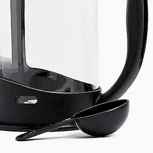 simpa 1 Litre / 8 Cup Black Plastic Cafetiere French Press Pot - Set of 2