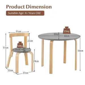 Costway 5-Piece Kids Table and Chair Set Children Wooden Activity Table 4 Curved Chairs