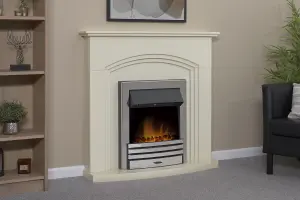 Adam Truro Fireplace in Cream with Eclipse Electric Fire in Chrome, 41 Inch