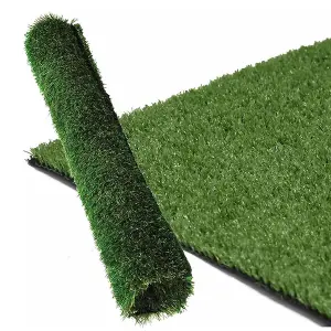 2 Rolls of Realistic Natural Looking Medium Length Pile Rich Green Artificial Grass