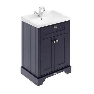 Old London 620mm Single Bathroom Vanity with Integrated Ceramic Basin Twilight Blue