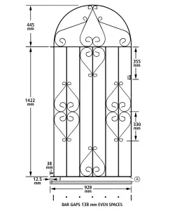 CLEVE Metal Scroll Tall Bow Top Garden Gate 991mm GAP x 1867mm High CBZP43